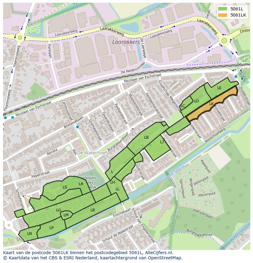 Afbeelding van het postcodegebied 5061 LK op de kaart.