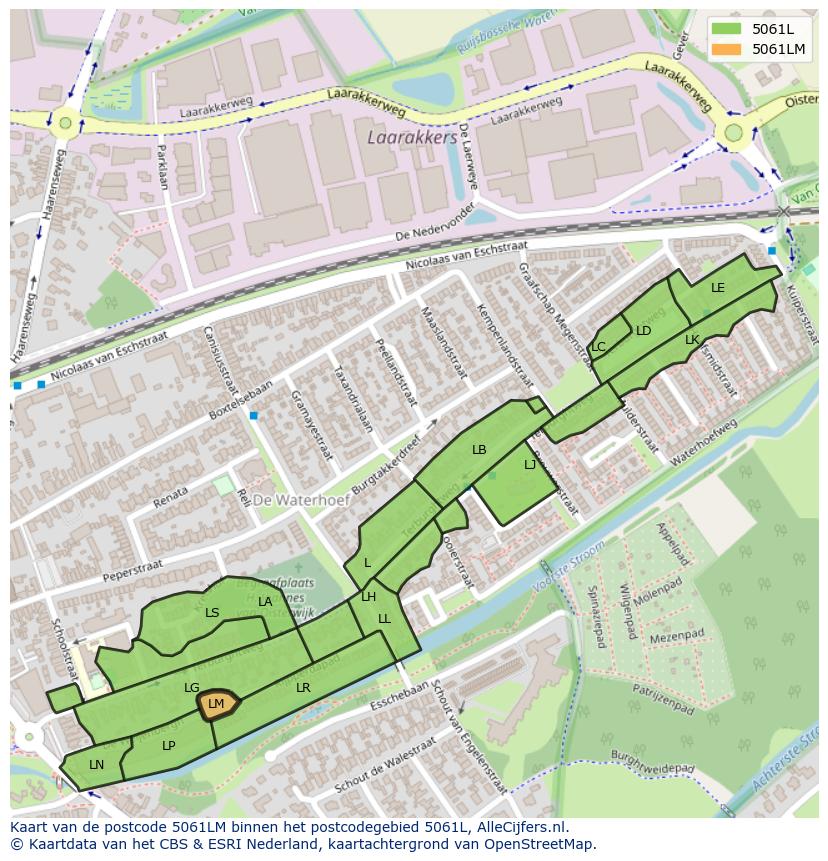 Afbeelding van het postcodegebied 5061 LM op de kaart.