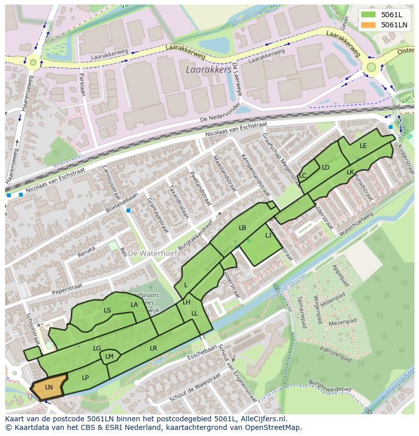 Afbeelding van het postcodegebied 5061 LN op de kaart.