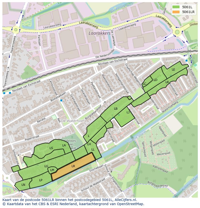 Afbeelding van het postcodegebied 5061 LR op de kaart.
