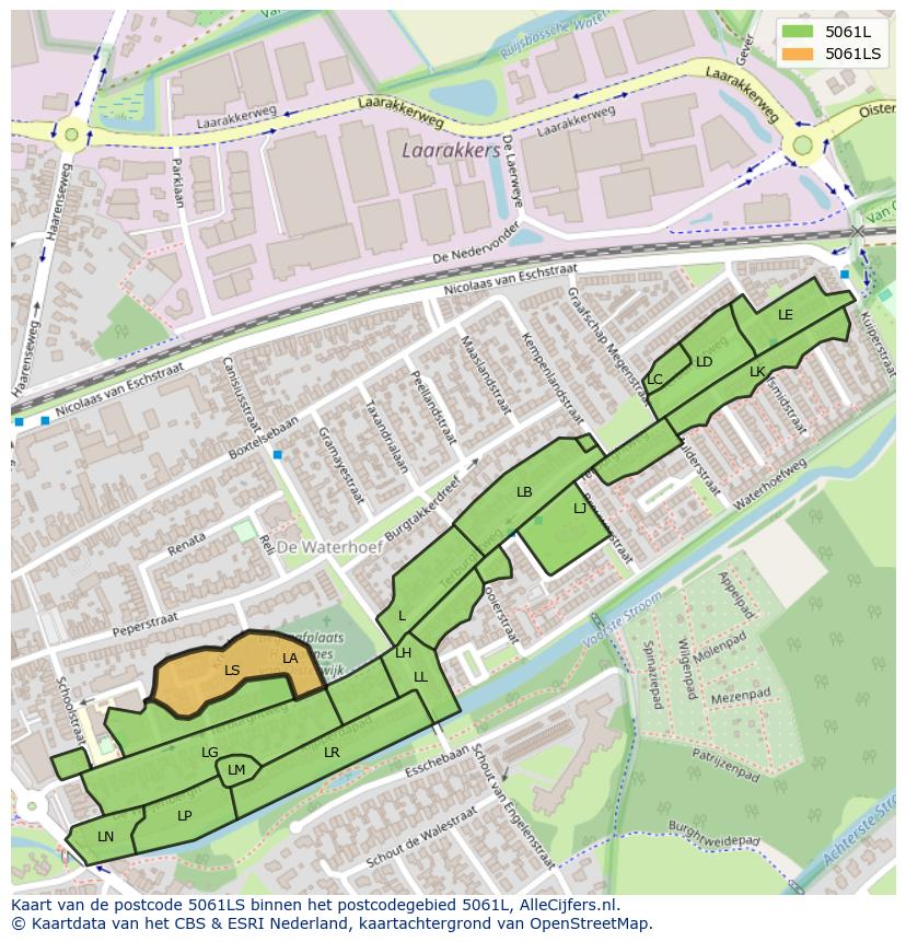 Afbeelding van het postcodegebied 5061 LS op de kaart.