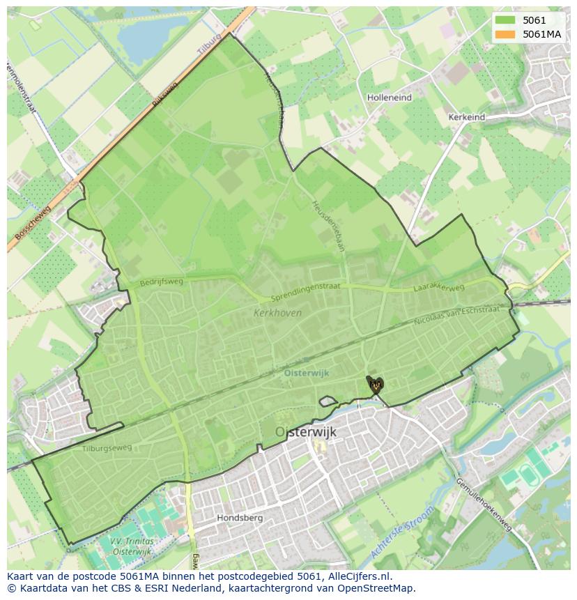 Afbeelding van het postcodegebied 5061 MA op de kaart.