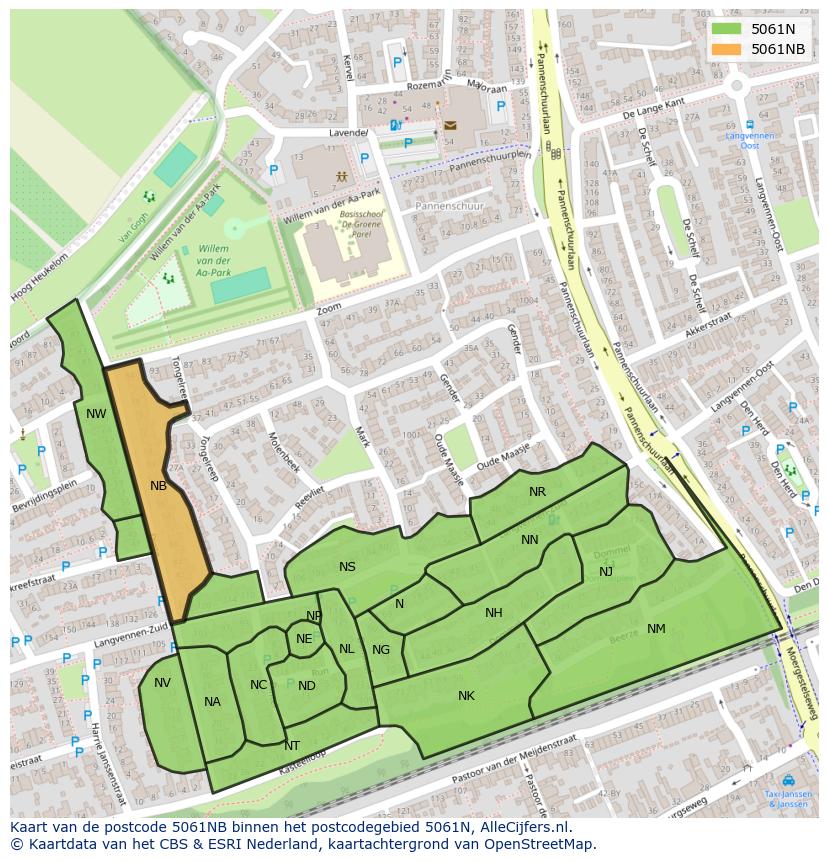 Afbeelding van het postcodegebied 5061 NB op de kaart.