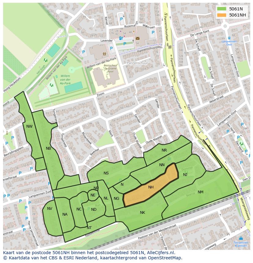 Afbeelding van het postcodegebied 5061 NH op de kaart.