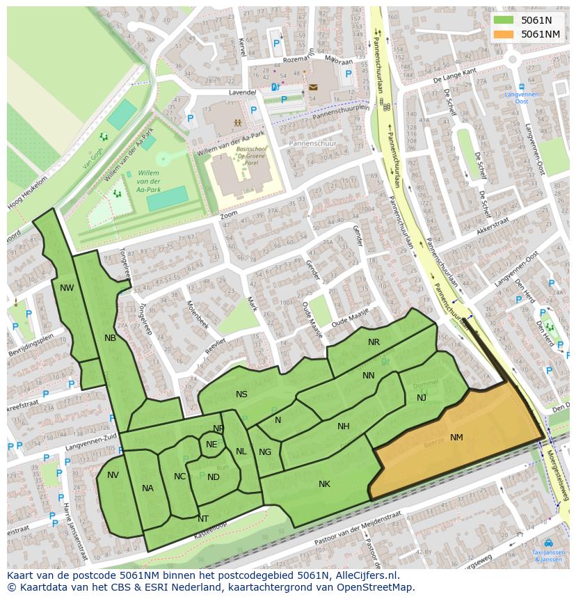 Afbeelding van het postcodegebied 5061 NM op de kaart.