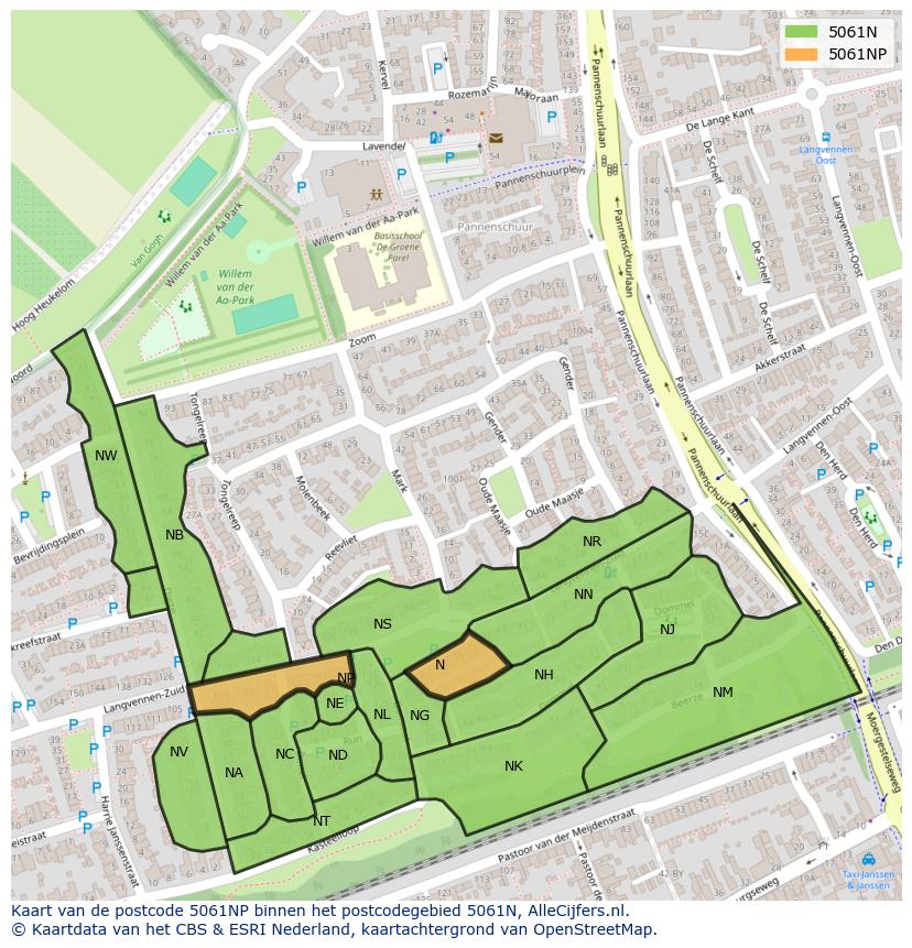 Afbeelding van het postcodegebied 5061 NP op de kaart.
