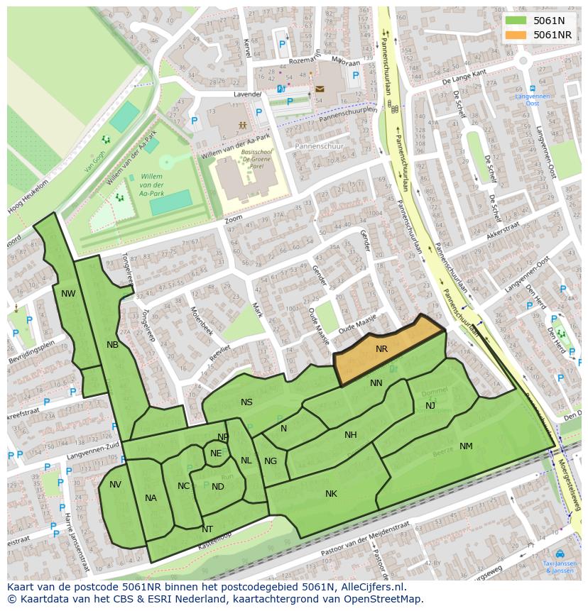 Afbeelding van het postcodegebied 5061 NR op de kaart.