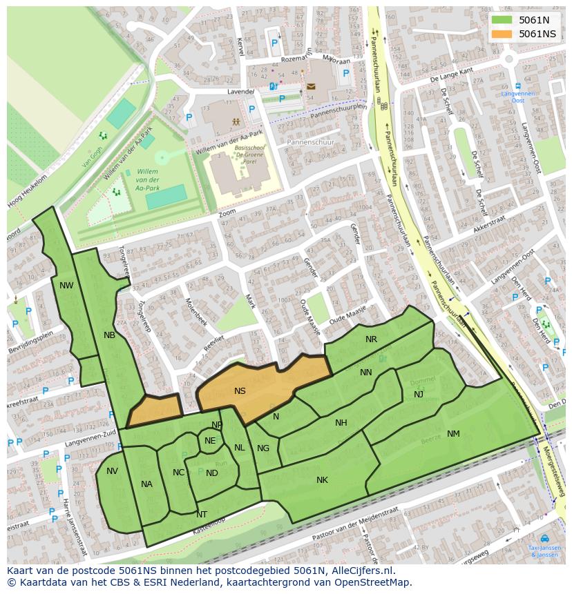 Afbeelding van het postcodegebied 5061 NS op de kaart.
