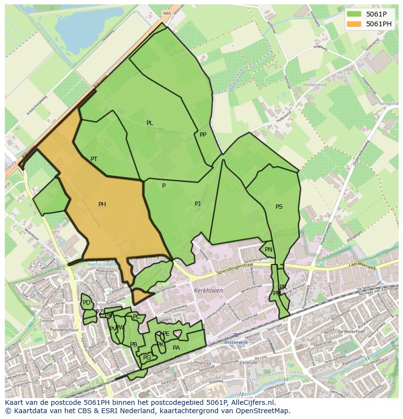 Afbeelding van het postcodegebied 5061 PH op de kaart.