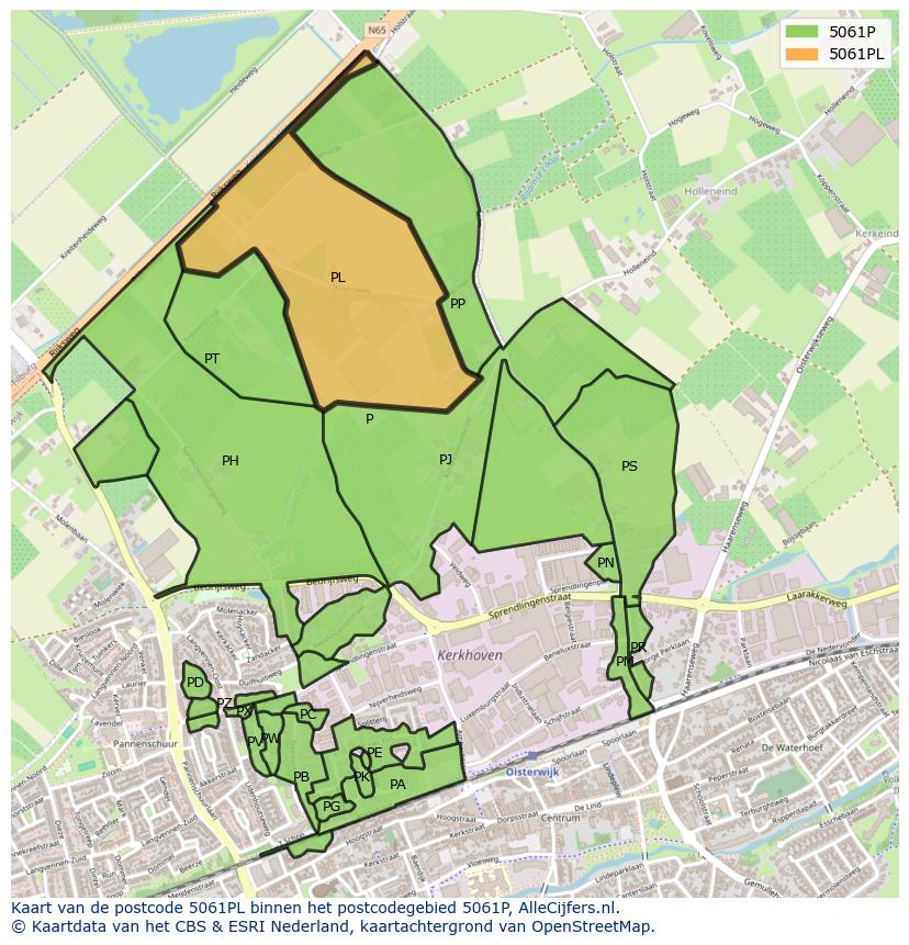 Afbeelding van het postcodegebied 5061 PL op de kaart.