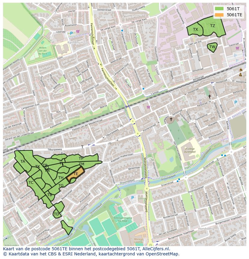 Afbeelding van het postcodegebied 5061 TE op de kaart.