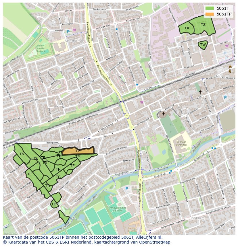 Afbeelding van het postcodegebied 5061 TP op de kaart.