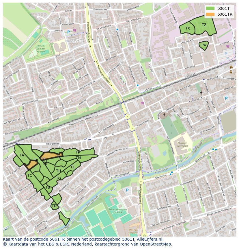 Afbeelding van het postcodegebied 5061 TR op de kaart.