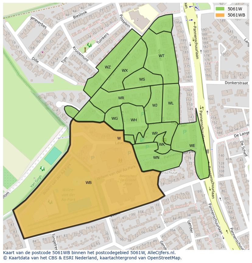 Afbeelding van het postcodegebied 5061 WB op de kaart.
