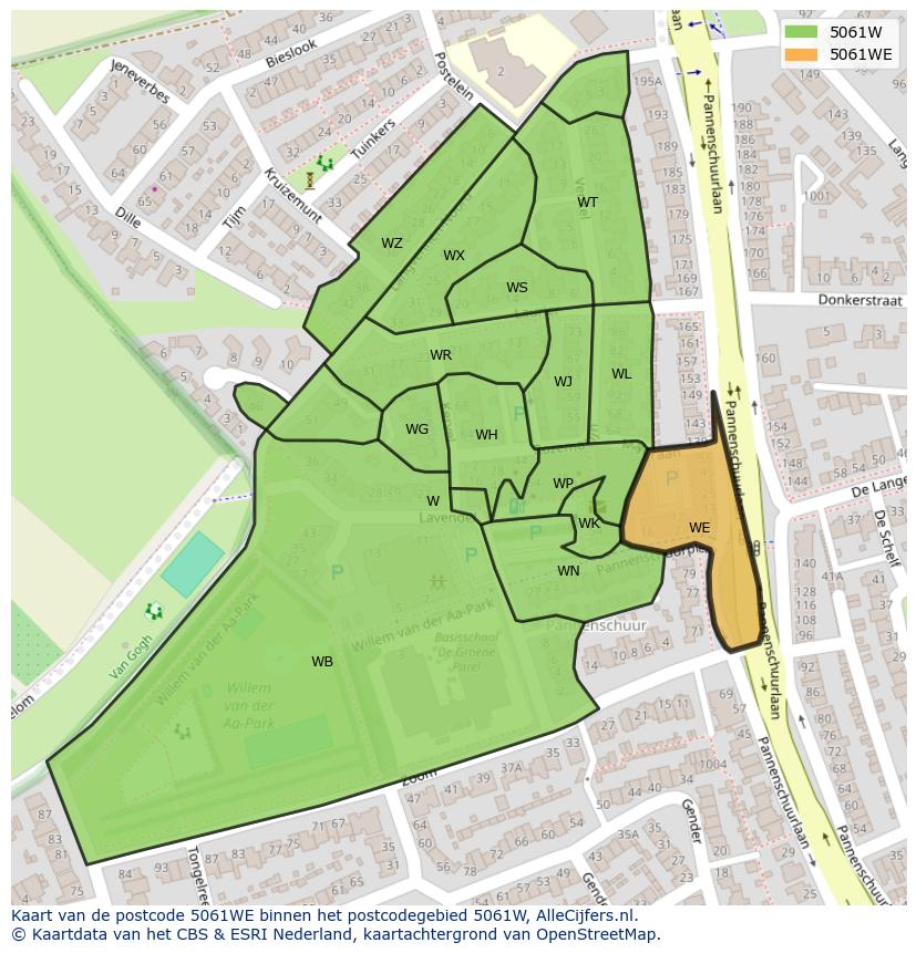 Afbeelding van het postcodegebied 5061 WE op de kaart.