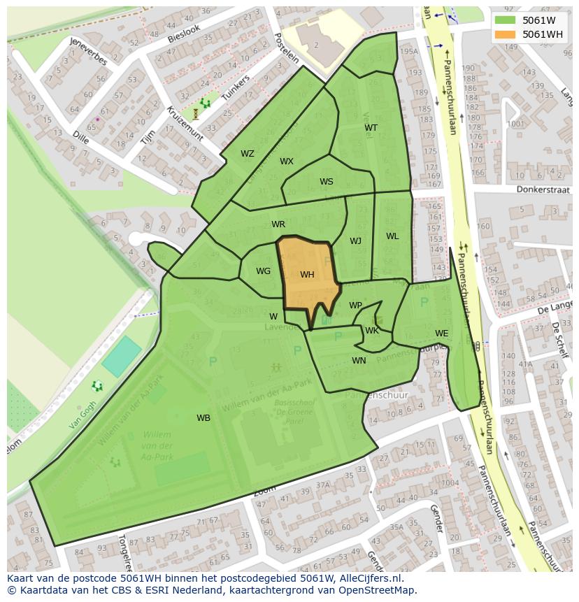 Afbeelding van het postcodegebied 5061 WH op de kaart.