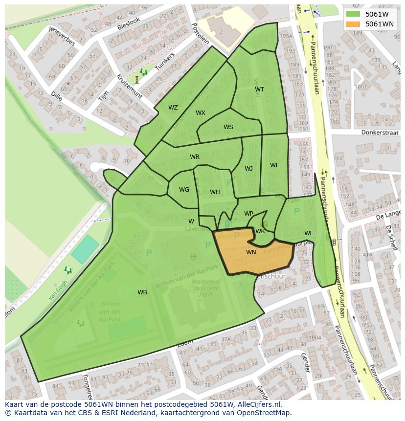 Afbeelding van het postcodegebied 5061 WN op de kaart.