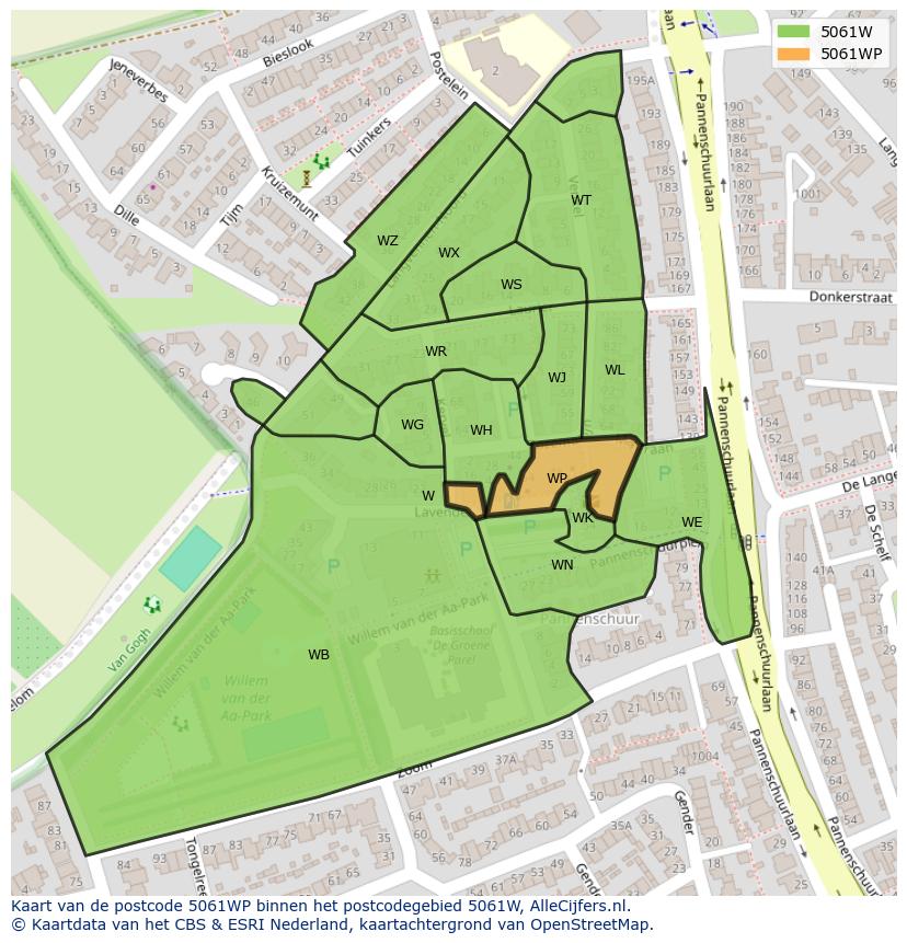 Afbeelding van het postcodegebied 5061 WP op de kaart.