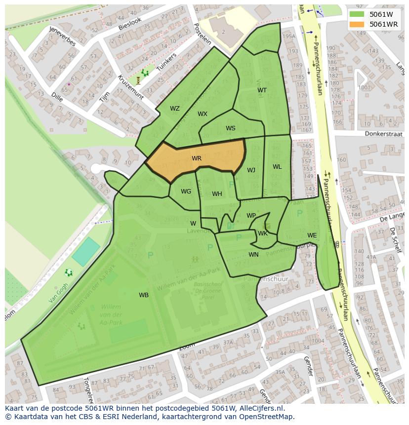 Afbeelding van het postcodegebied 5061 WR op de kaart.