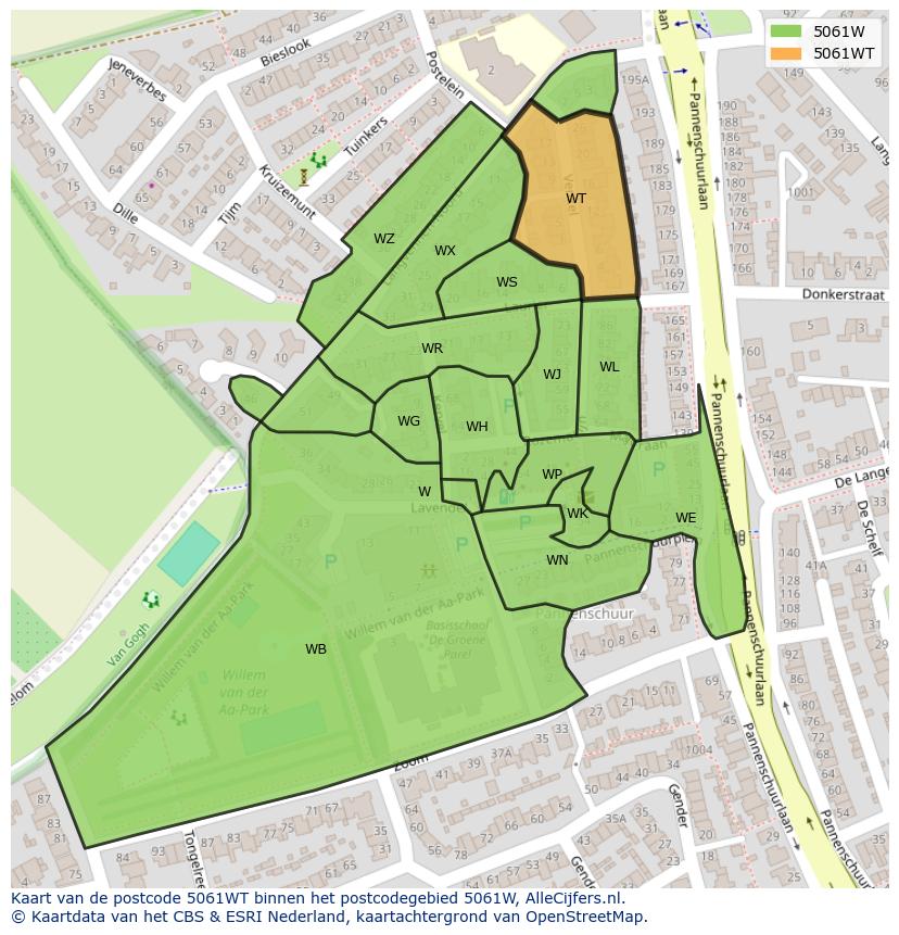Afbeelding van het postcodegebied 5061 WT op de kaart.