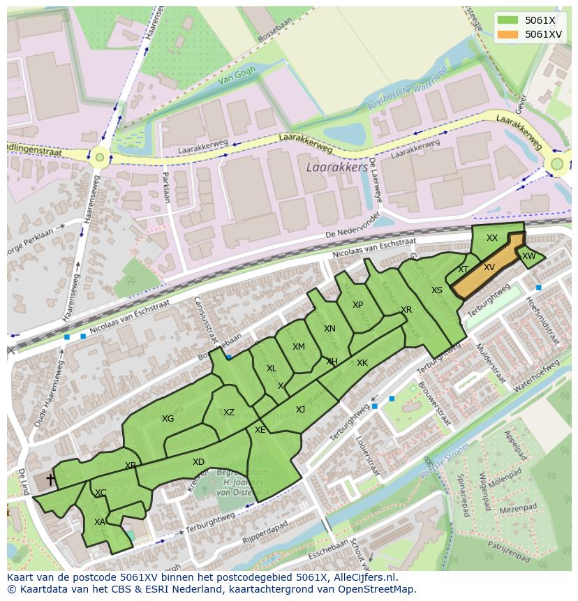 Afbeelding van het postcodegebied 5061 XV op de kaart.