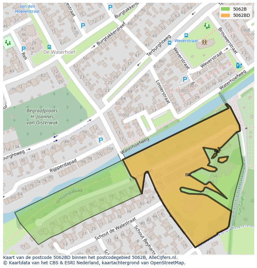 Afbeelding van het postcodegebied 5062 BD op de kaart.