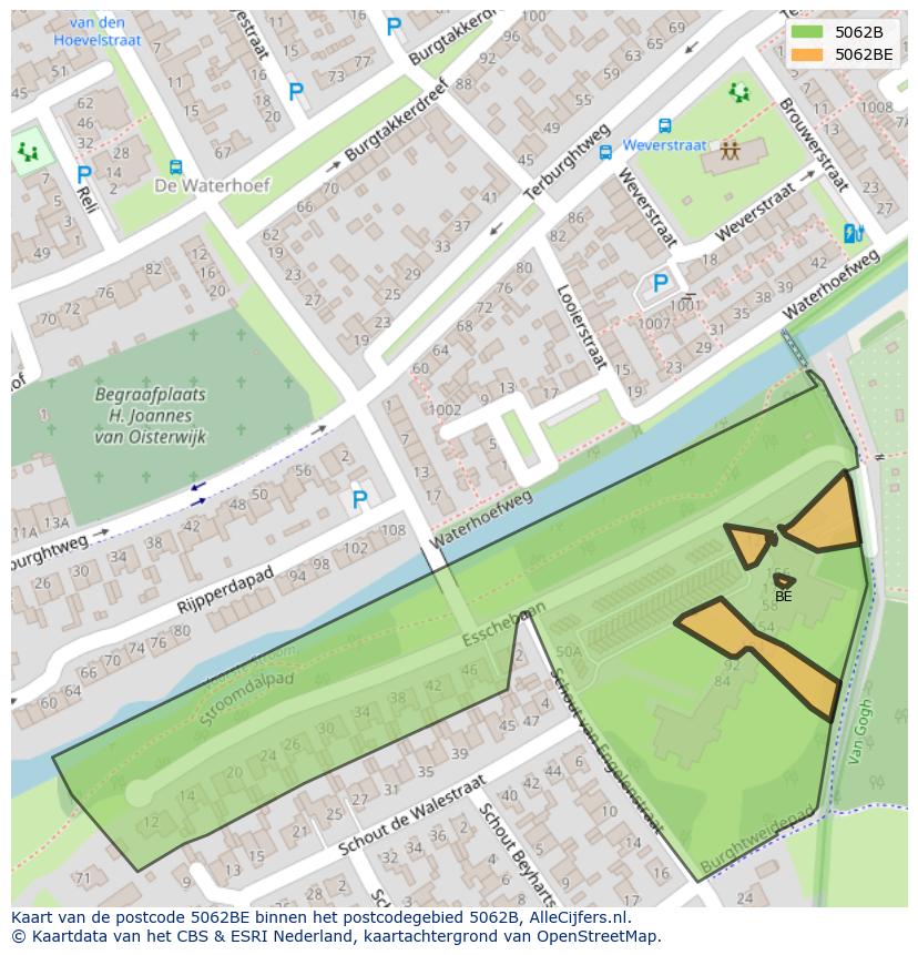 Afbeelding van het postcodegebied 5062 BE op de kaart.