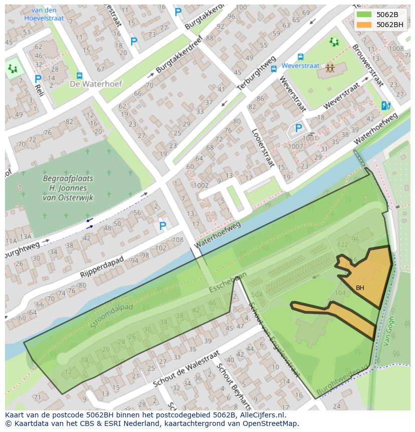 Afbeelding van het postcodegebied 5062 BH op de kaart.