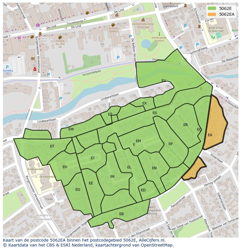 Afbeelding van het postcodegebied 5062 EA op de kaart.