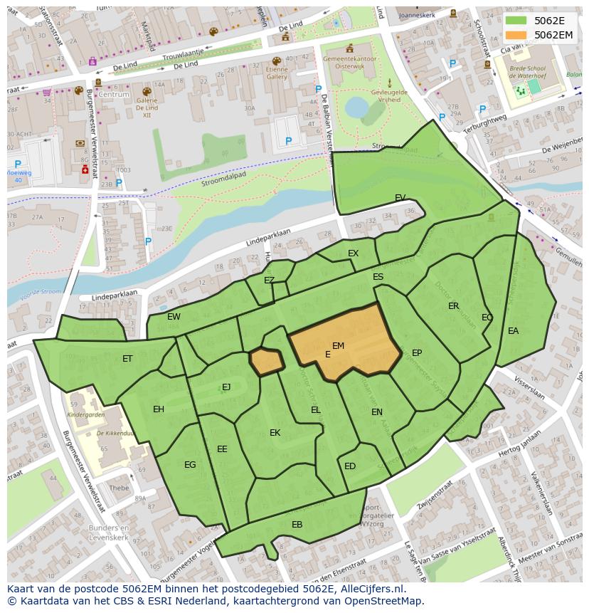 Afbeelding van het postcodegebied 5062 EM op de kaart.