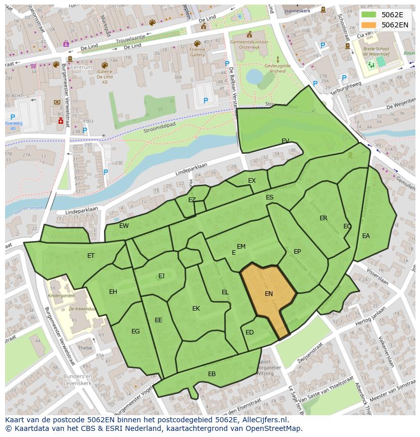 Afbeelding van het postcodegebied 5062 EN op de kaart.