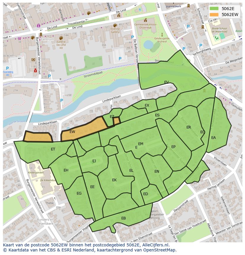 Afbeelding van het postcodegebied 5062 EW op de kaart.