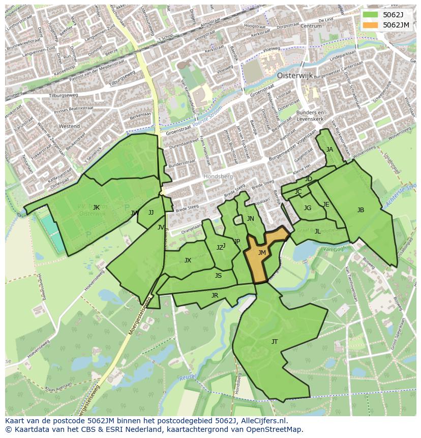 Afbeelding van het postcodegebied 5062 JM op de kaart.