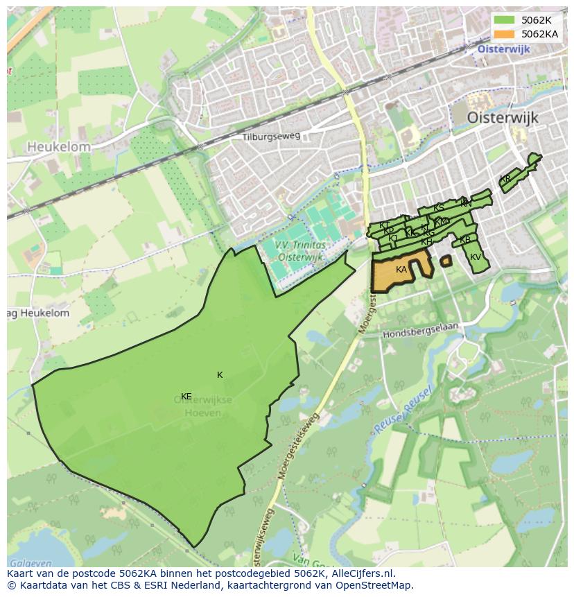 Afbeelding van het postcodegebied 5062 KA op de kaart.
