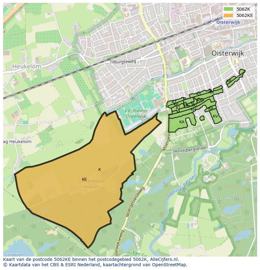Afbeelding van het postcodegebied 5062 KE op de kaart.