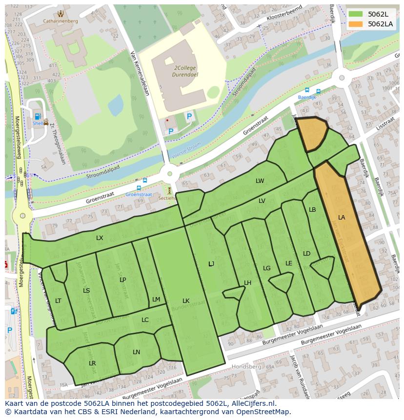 Afbeelding van het postcodegebied 5062 LA op de kaart.