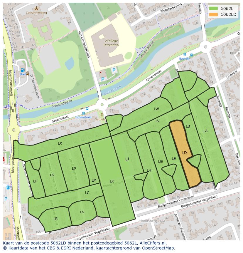 Afbeelding van het postcodegebied 5062 LD op de kaart.