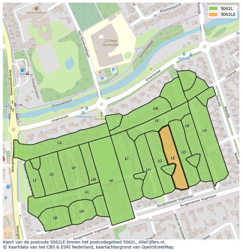 Afbeelding van het postcodegebied 5062 LE op de kaart.
