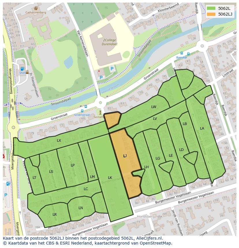 Afbeelding van het postcodegebied 5062 LJ op de kaart.