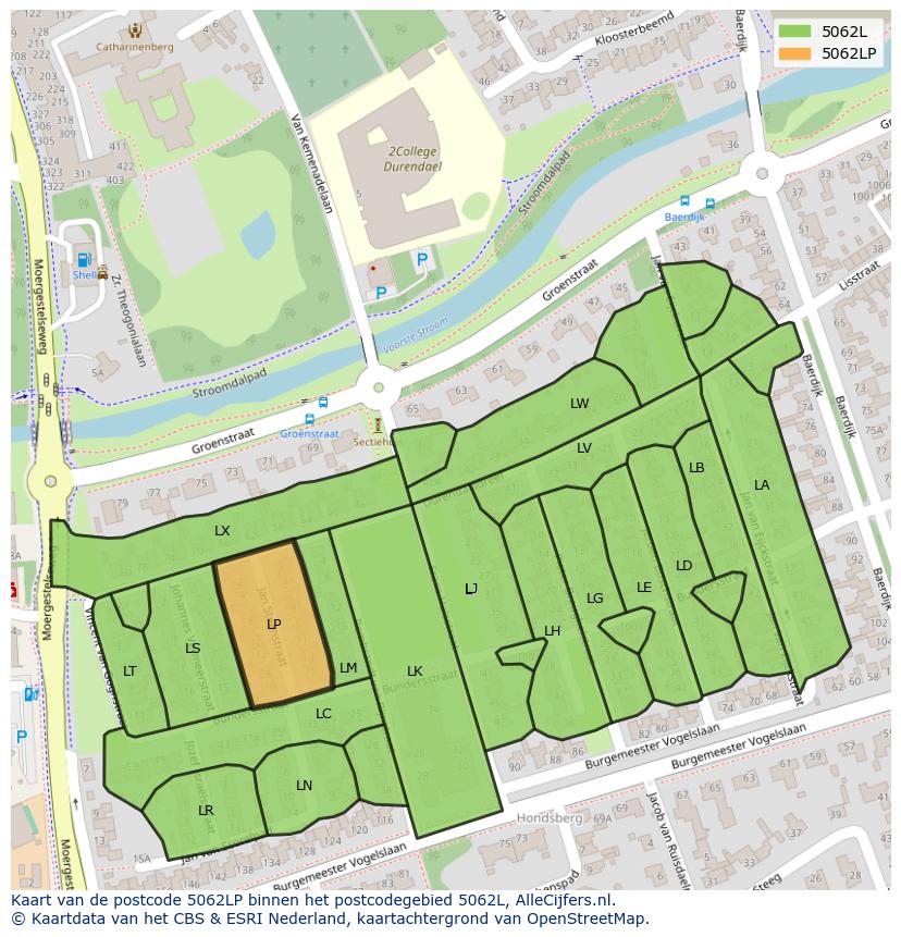Afbeelding van het postcodegebied 5062 LP op de kaart.