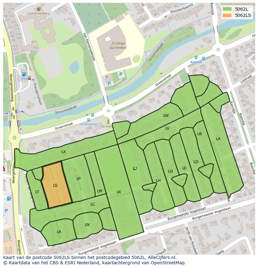 Afbeelding van het postcodegebied 5062 LS op de kaart.