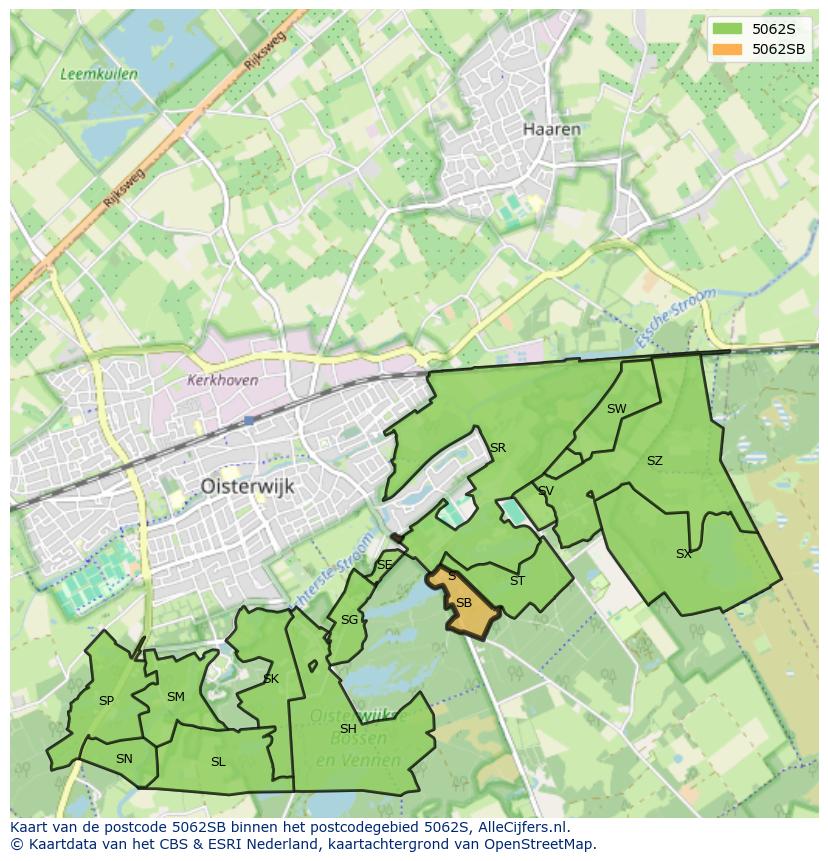 Afbeelding van het postcodegebied 5062 SB op de kaart.