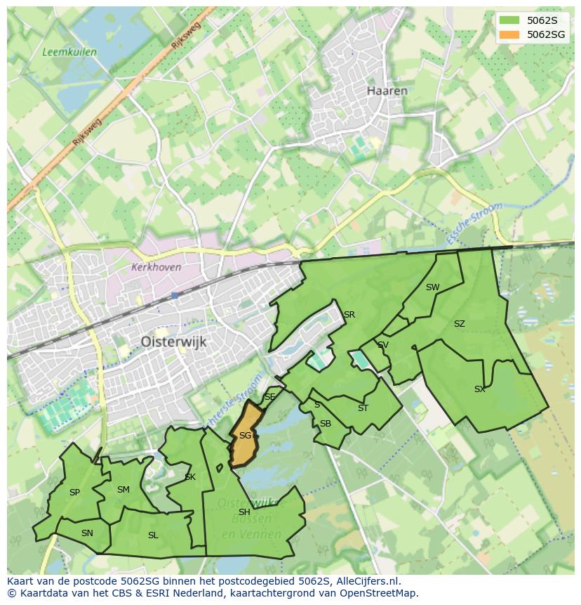 Afbeelding van het postcodegebied 5062 SG op de kaart.