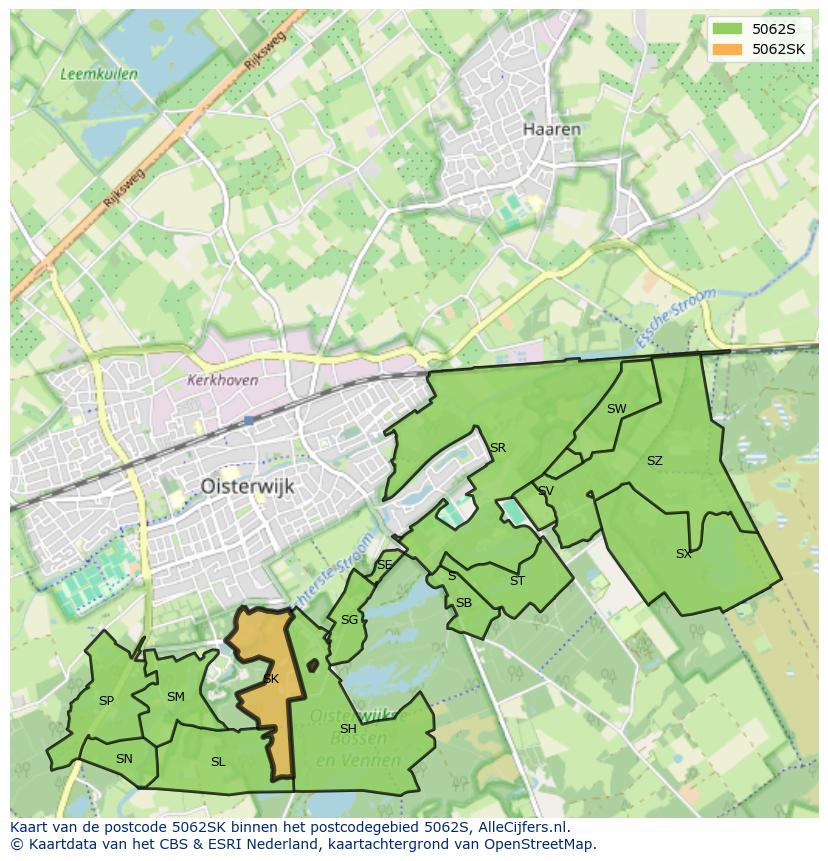 Afbeelding van het postcodegebied 5062 SK op de kaart.