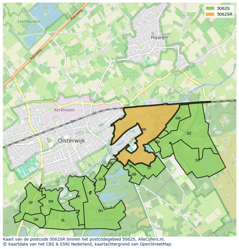 Afbeelding van het postcodegebied 5062 SR op de kaart.