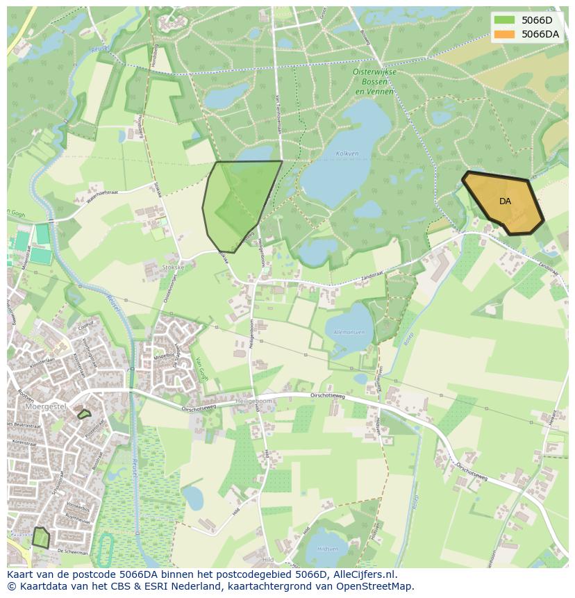 Afbeelding van het postcodegebied 5066 DA op de kaart.