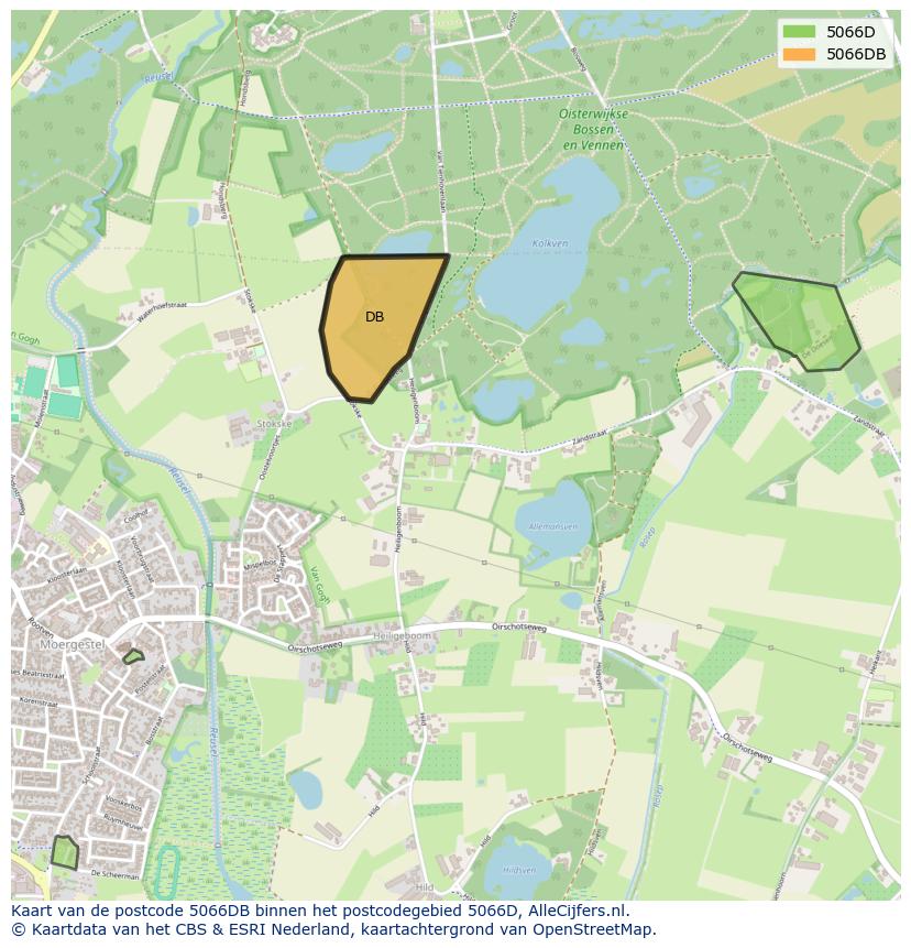 Afbeelding van het postcodegebied 5066 DB op de kaart.