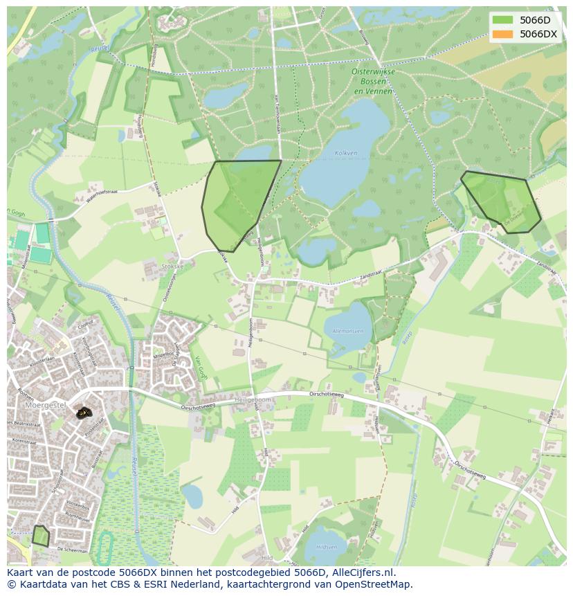 Afbeelding van het postcodegebied 5066 DX op de kaart.