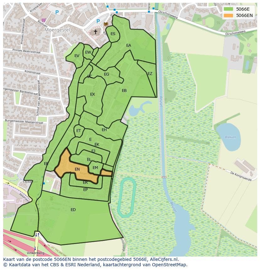 Afbeelding van het postcodegebied 5066 EN op de kaart.