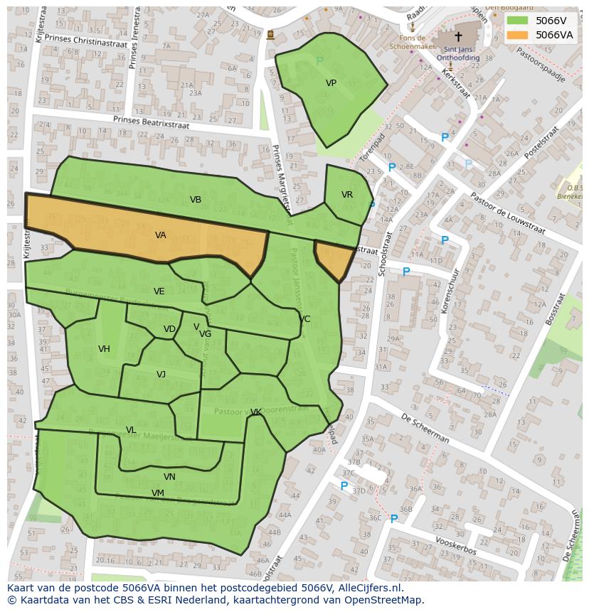 Afbeelding van het postcodegebied 5066 VA op de kaart.